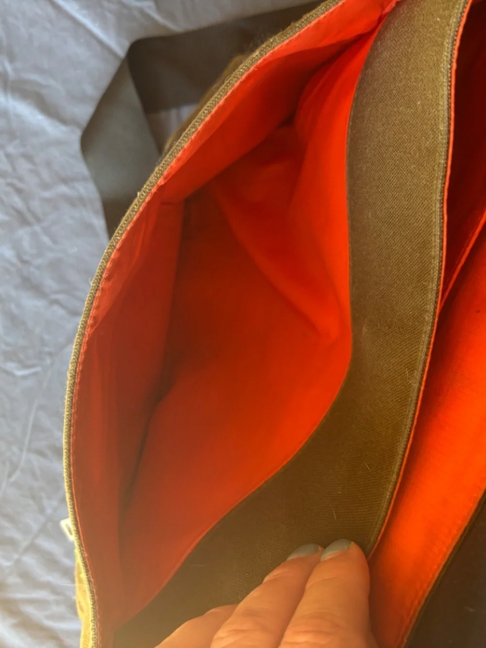 Jack Spade Canvas Messenger Bag Greene Street Olive Laptop Bag Orange Liner Kate